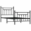 vidaXL Metal Bed Frame without Mattress with Footboard Black 90x190cm