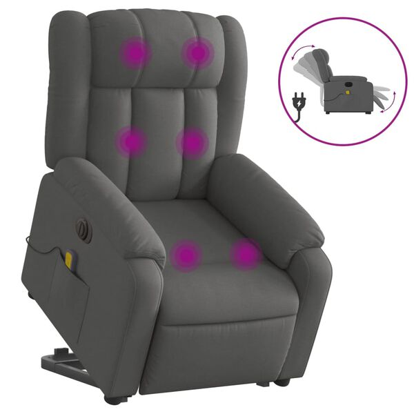 vidaXL Electric Stand up Massage Recliner Chair Dark Grey Fabric