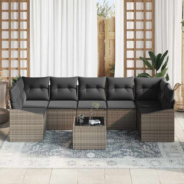 vidaXL Sofa Set with Cushion Grey 55 x 55 x 37 cm Poly Rattan