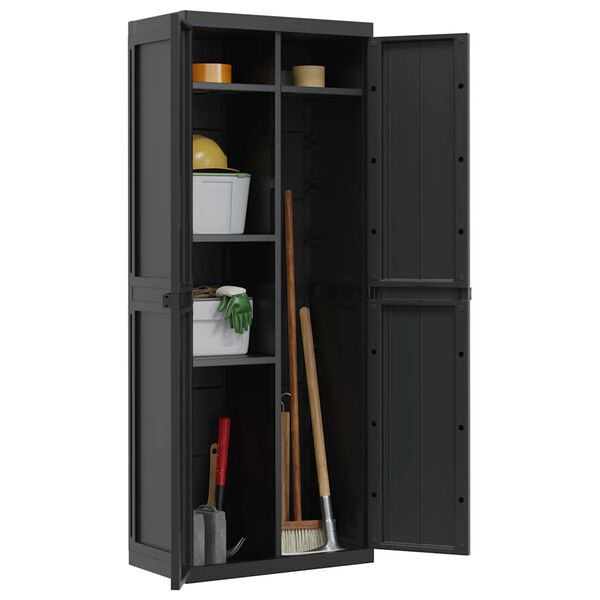 vidaXL Outdoor Storage Cabinet Black 65x37x165 cm PP