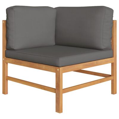 vidaXL 2 Piece Garden Lounge Set with Dark Grey Cushions Teak Wood