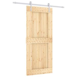vidaXL Sliding Door Natural and White 90 x 210 cm Solid Pine Wood