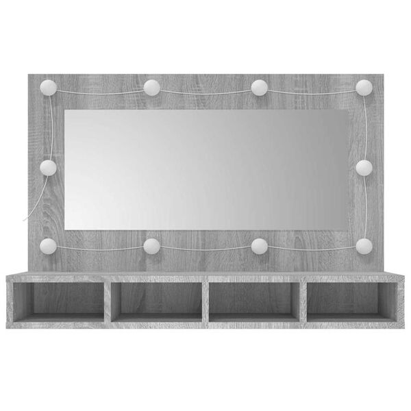 vidaXL Mirror Cabinet with LED Grey Sonoma 90x31.5x62 cm