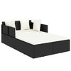 vidaXL Sunbed with Cushions Black 182x118x63 cm Poly Rattan