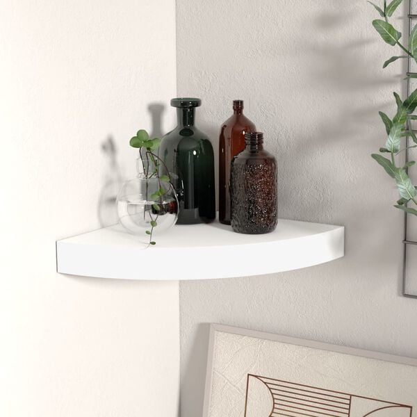 vidaXL Floating Corner Shelf White 25x25x3.8 cm MDF