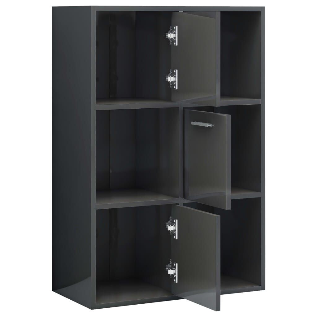 vidaXL Storage Cabinet Bedroom Living Room Office Bookcase Bookshelf Divider Stand Shelves Childrens Shelf High Gloss White 60x29.5x90cm Chipboard 