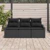 vidaXL Garden Sofa Set with Cushion 3 pcs Black Poly Rattan