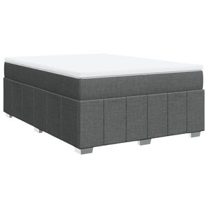 vidaXL Box Spring Bed with Mattress Dark Grey Queen Size Fabric