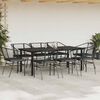 vidaXL 9 Piece Garden Dining Set with Cushions Black Poly Rattan Glass