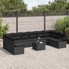 vidaXL Sofa Set with Cushion with Storage 11 pcs Black Poly Rattan