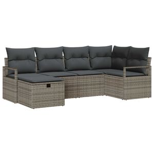 vidaXL Garden Sofa Set with Cushion 6 pcs Grey Poly rattan