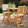 vidaXL Bistro Set with Cushion 3 pcs Oil Natural Solid Acacia Wood