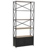 vidaXL Bookshelf | Black and natural wood | Solid firwood and steel | Standard