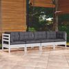 vidaXL 4 Piece Garden Lounge Set with Cushions Solid Pinewood