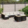 vidaXL 10 Piece Garden Sofa Set with Cushions Black Poly Rattan