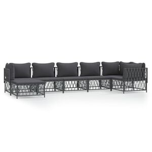vidaXL 7 Piece Garden Lounge Set with Cushions Anthracite Steel