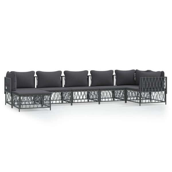 vidaXL 7 Piece Garden Lounge Set with Cushions Anthracite Steel