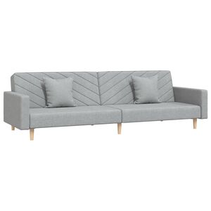 vidaXL 2-Seater Sofa Bed with Two Pillows Light Grey Fabric