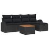 vidaXL Garden Sofa Set with Cushion 6 pcs Black Poly rattan