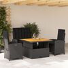 vidaXL 5 Piece Garden Dining Set with Cushions Black Poly Rattan