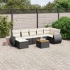 vidaXL 8 Piece Garden Sofa Set with Cushions Black Poly Rattan