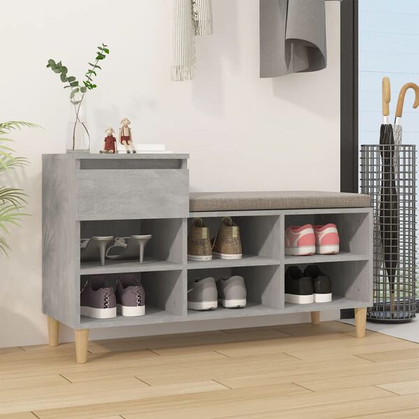 vidaXL Shoe Cabinet Concrete Grey 102x36x60 cm Engineered Wood
