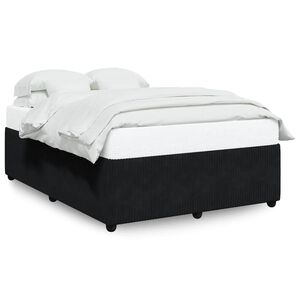 vidaXL Bed Frame without Mattress Black Double Velvet