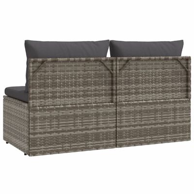 vidaXL 2-Seater Garden Sofa with Cushions Grey Poly Rattan