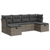 vidaXL 6 Piece Garden Sofa Set with Cushions Grey Poly Rattan