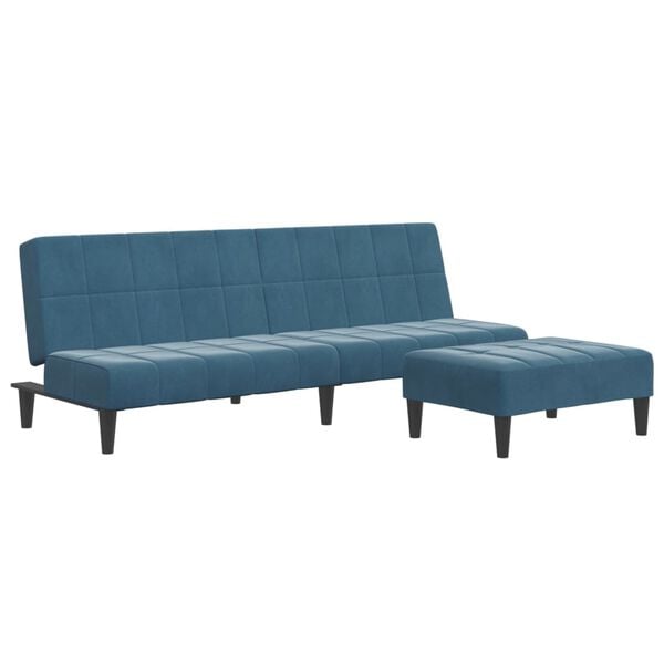 vidaXL 2-Seater Sofa Bed with Footstool Dark Grey Velvet