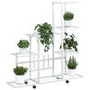 vidaXL Flower Stand with Wheel 94.5x25x92.5 cm White Metal