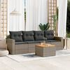 vidaXL 5 Piece Garden Sofa Set with Cushions Grey Poly Rattan