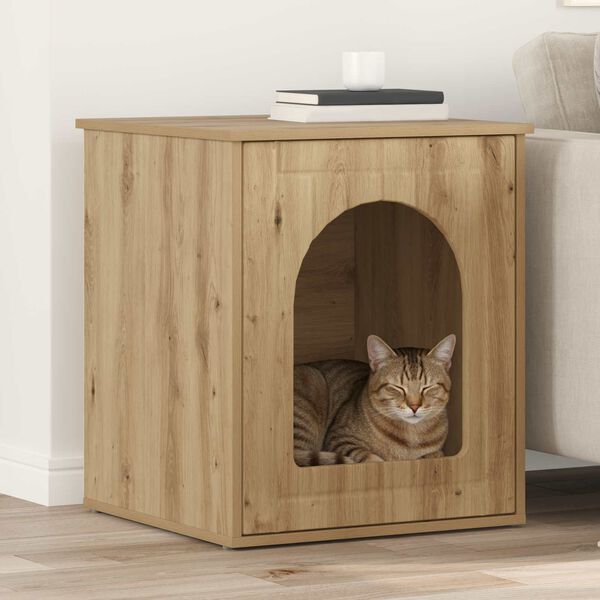 vidaXL Cat House Artisian Oak 53 x 52 x 60 cm Engineered Wood