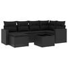 vidaXL 7 Piece Garden Sofa Set with Cushions Black Poly Rattan