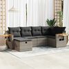 vidaXL 6 Piece Garden Sofa Set with Cushions Grey Poly Rattan