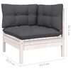 vidaXL 3 Piece Garden Lounge Set with Cushions White Solid Pinewood