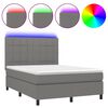 vidaXL Box Spring Bed with Mattress&LED Dark Grey 137x190 cm Double Fabric