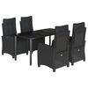 vidaXL 5 Piece Garden Dining Set with Cushions Black Poly Rattan