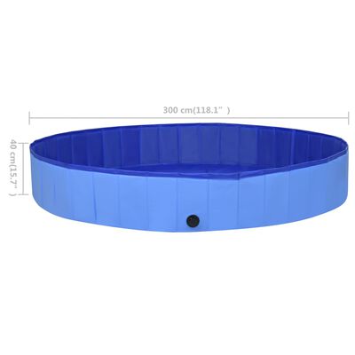 vidaXL Foldable Dog Swimming Pool Blue 300x40 cm PVC