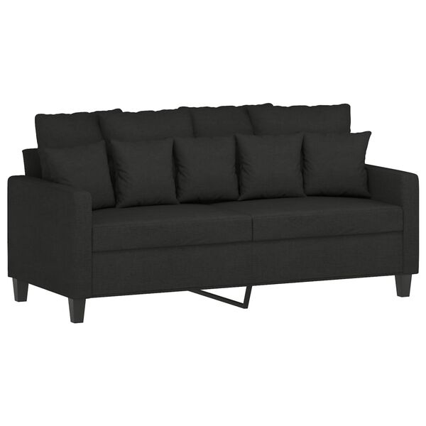 vidaXL 3 Piece Sofa Set with Cushions Black Fabric