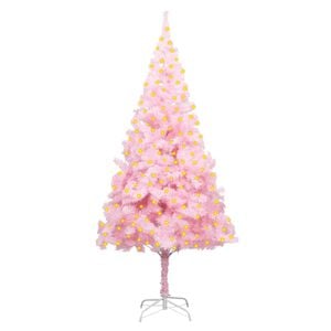 vidaXL Artificial Pre-lit Christmas Tree with Stand Pink 210 cm PVC
