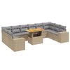vidaXL 11 Piece Garden Sofa Set with Cushions Beige Poly Rattan