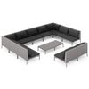 vidaXL 12 Piece Garden Lounge Set with Cushions Poly Rattan Dark Grey