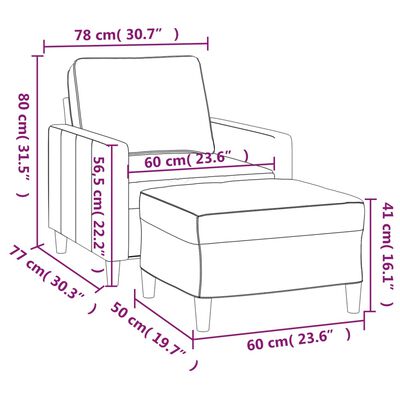 vidaXL Sofa Chair with Footstool Dark Grey 60 cm Velvet