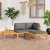vidaXL 4 Piece Garden Lounge Set with Grey Cushions Solid Teak Wood