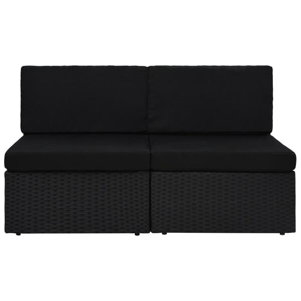 vidaXL Sectional Sofa 2-Seater Poly Rattan Black