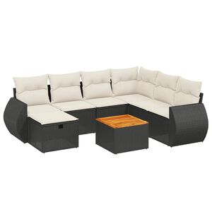 vidaXL 8 Piece Garden Sofa Set with Cushions Black Poly Rattan