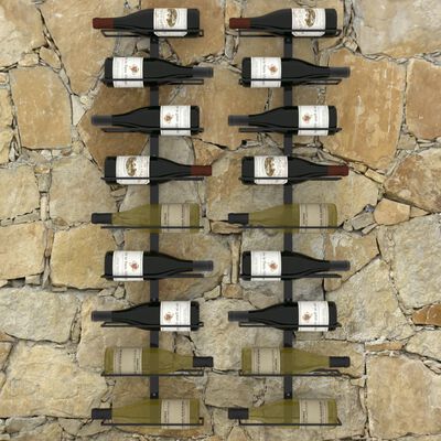 vidaXL Wall-mounted Wine Racks for 18 Bottles 2 pcs Black Iron