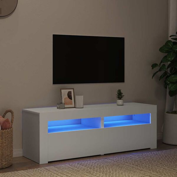 vidaXL TV Cabinet with LED Lights White 120x35x40 cm