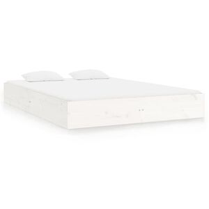 vidaXL Bed Frame | White | Solid pine wood, plywood | Queen | Durable